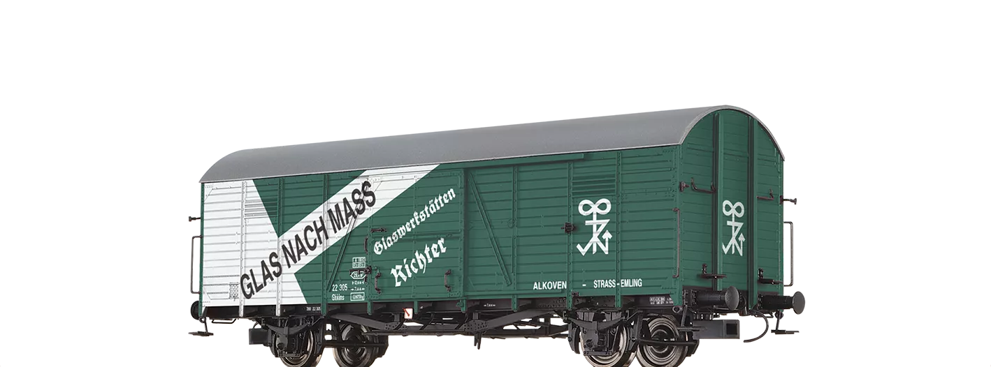 48748 - Gedeckter Güterwagen Gkklms "Glaswerkstätten Richter" ÖBB