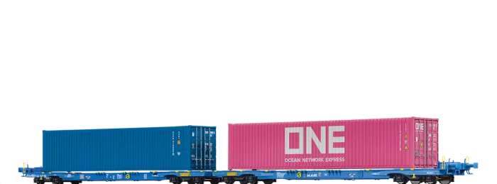 48107 - Containerwagen Sffggmrrss§36§ VTG, beladen mit 40 ft-Containern "ONE"