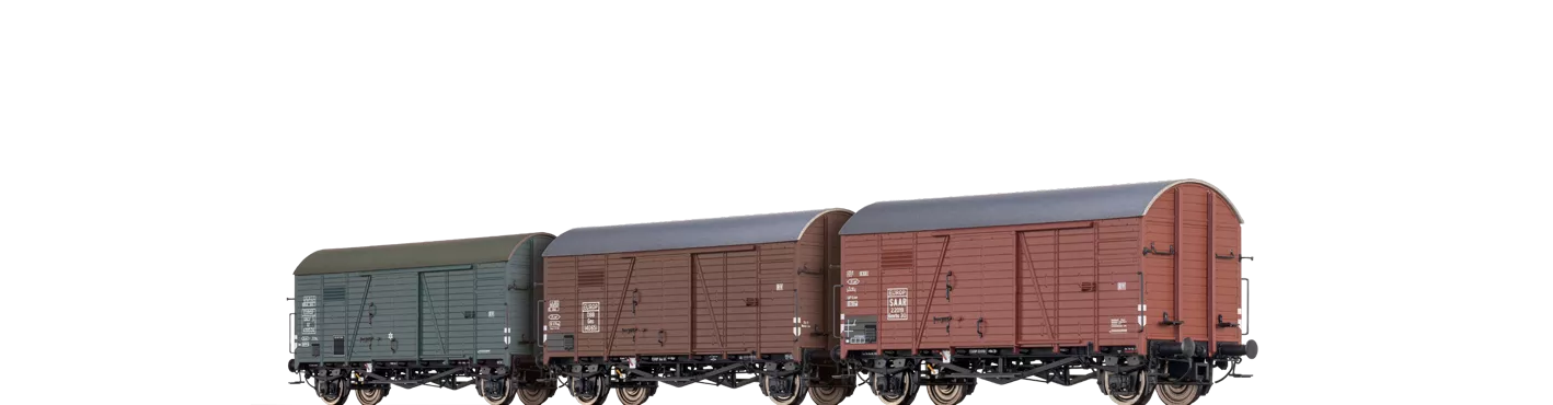 45901 - Gedeckte Güterwagen Gms 30 SAAR / ÖBB / SNCF / EUROP, 3er-Set