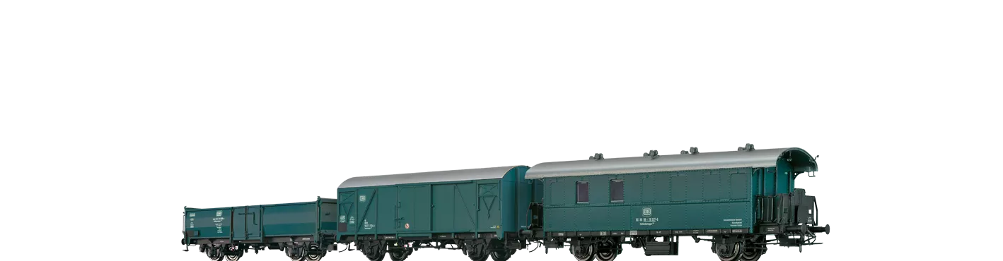 45982 - Bauzugwagen Gms 54, Omm 52 und Einheits-Nebenbahnw. DB, 3er-Set