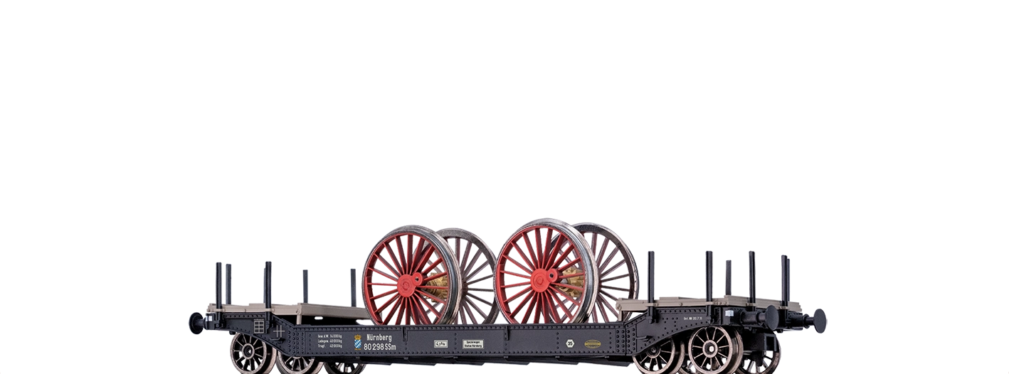 47918 - Tiefladewagen SSm K.Bay.Sts.B., mit Ladegut "S2/6 Radsätzen"