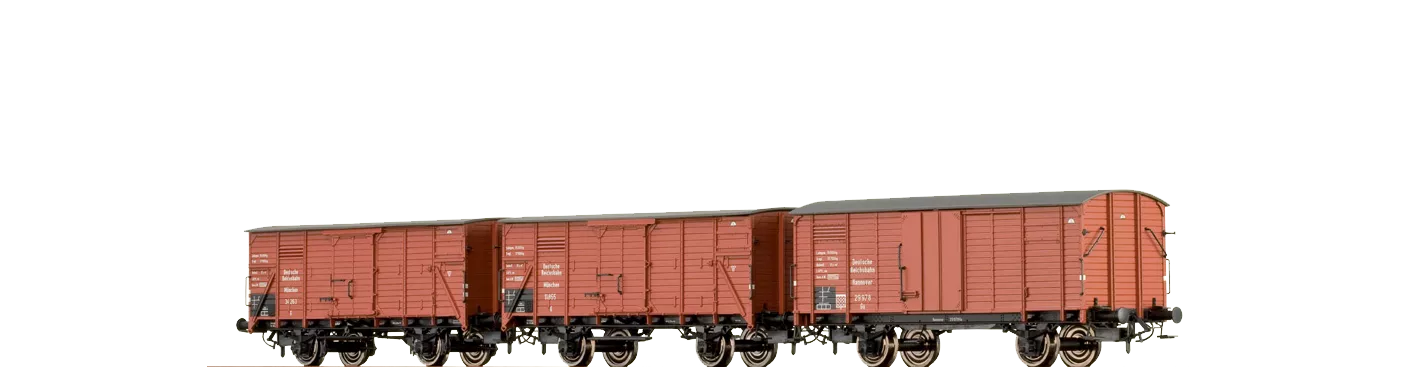 48212 - Gedeckter Güterwagen DRG, 3-er Set