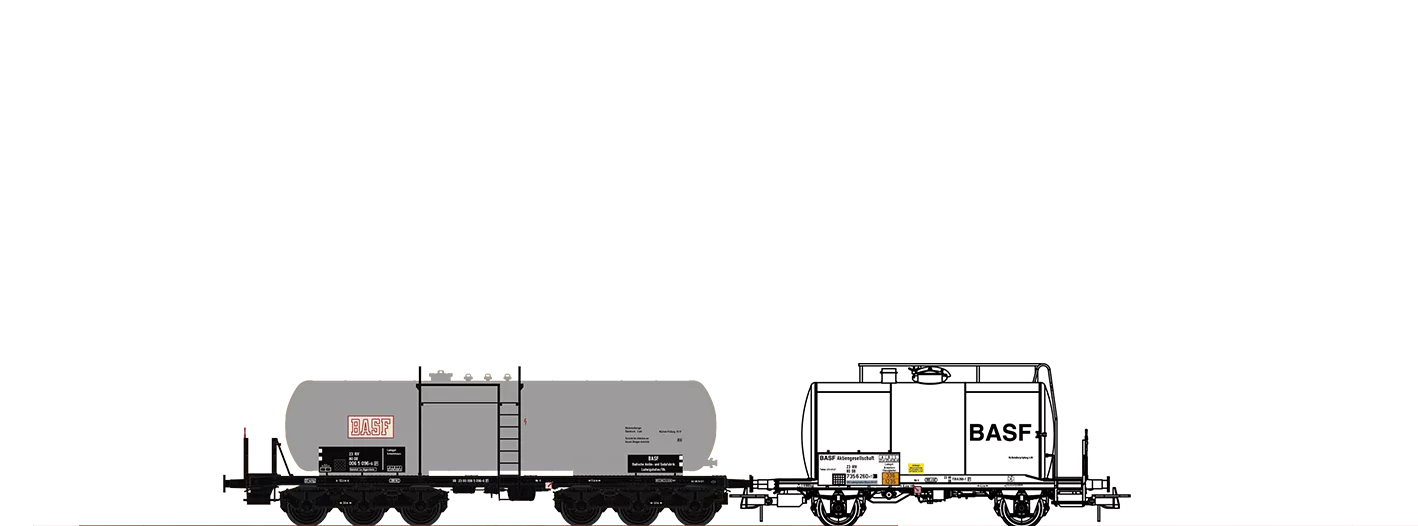 B2006 - Kesselwagen 6-achsig ZZd [P] + Kesselwagen Z [P] "BASF" DB, 2er-Set