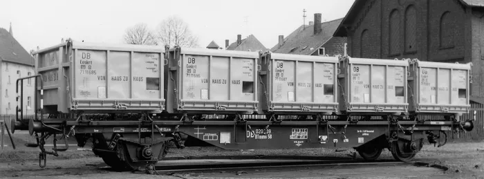 49125 - Behältertragwagen Lbs-58 BTmms DB, mit Eoskrt022 "Von Haus zu Haus"